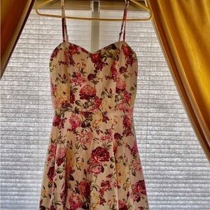 Roommates Strapless Floral Dress - Red and Cream